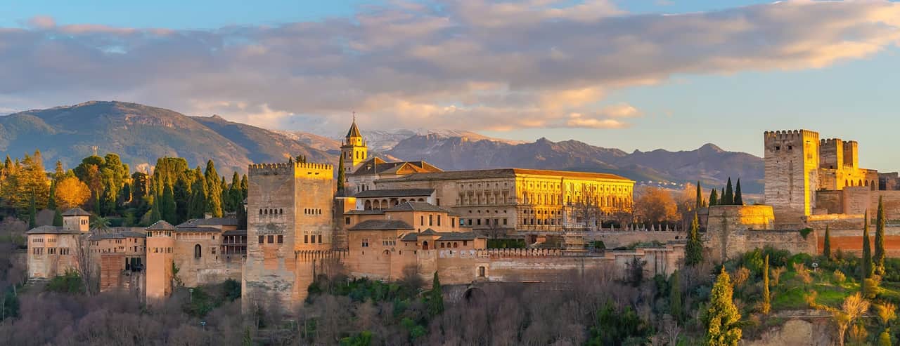 The Alhambra in Granada with the Sierra Nevada behind